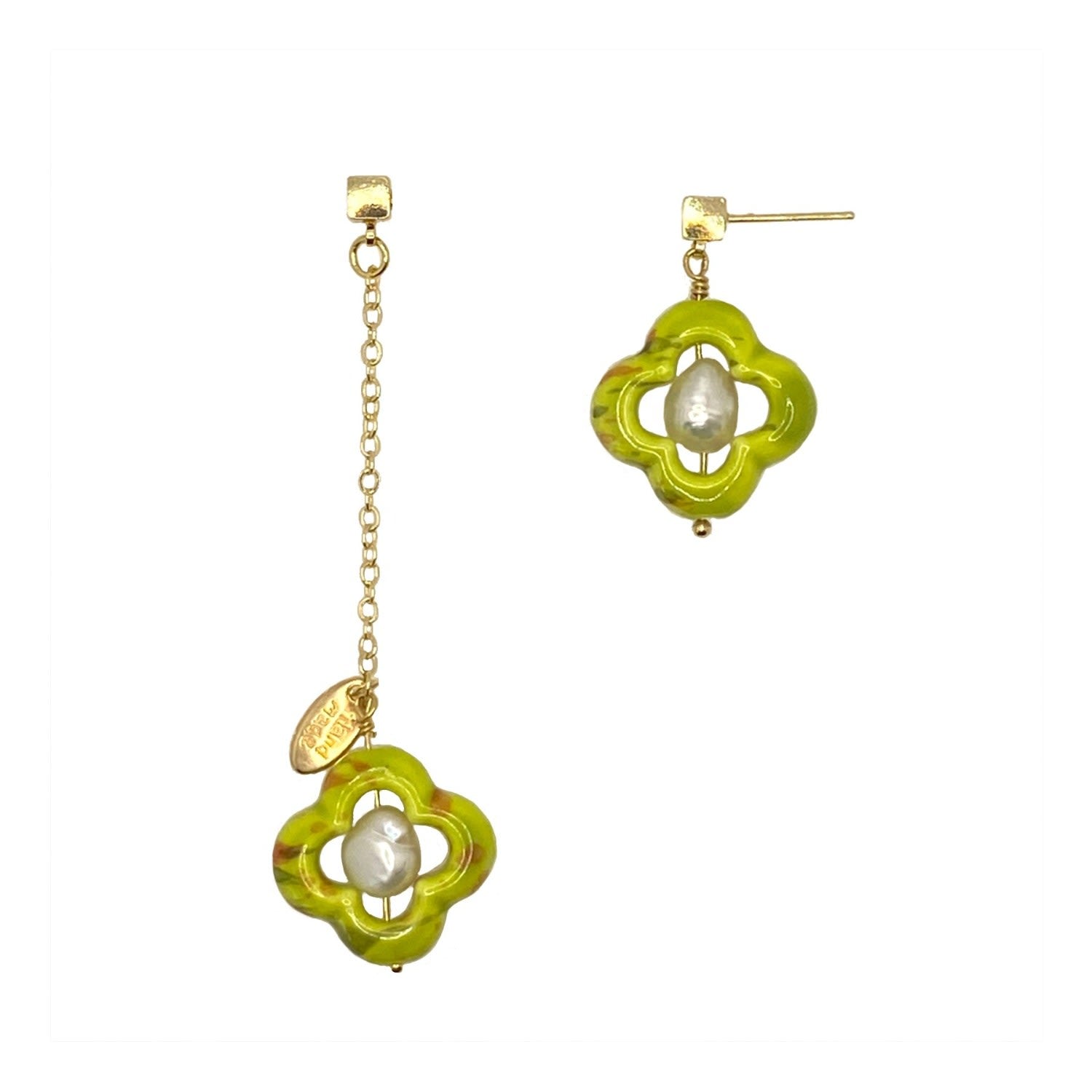 Lucky Clover Earrings - Yellow & Orange