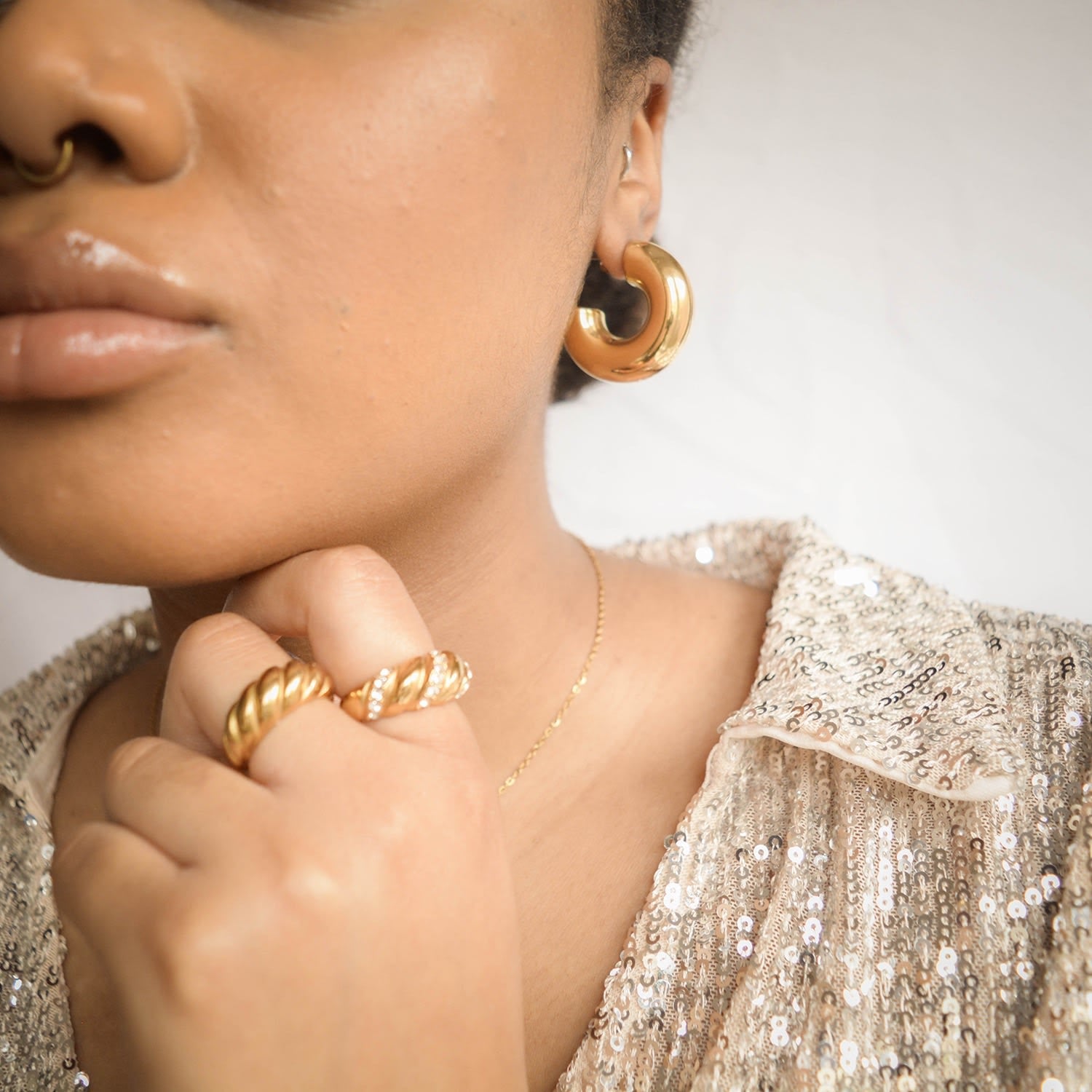 Sarah Gold Thick Hoop Earrings