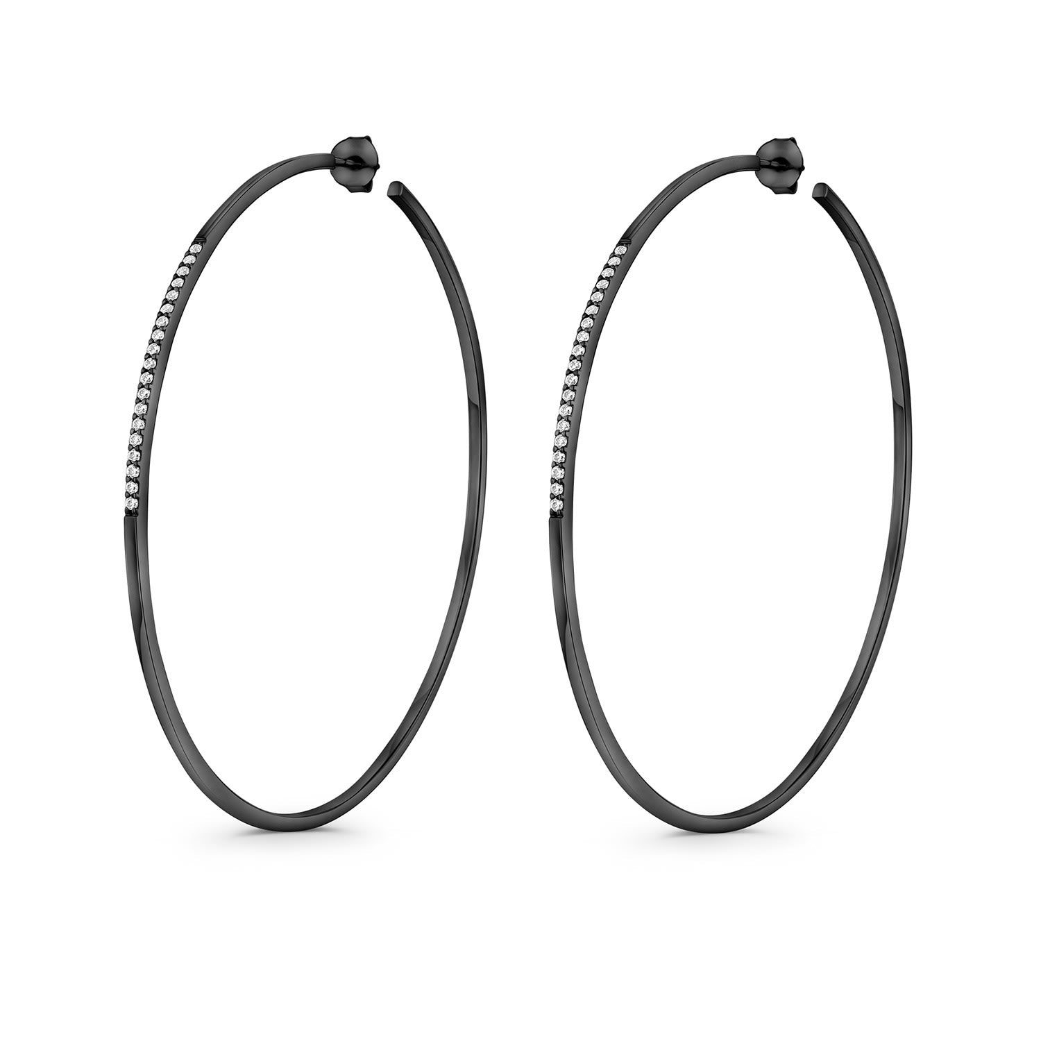 Journey Earring With Man Made Cz Diamond In Premium Black Rhodium