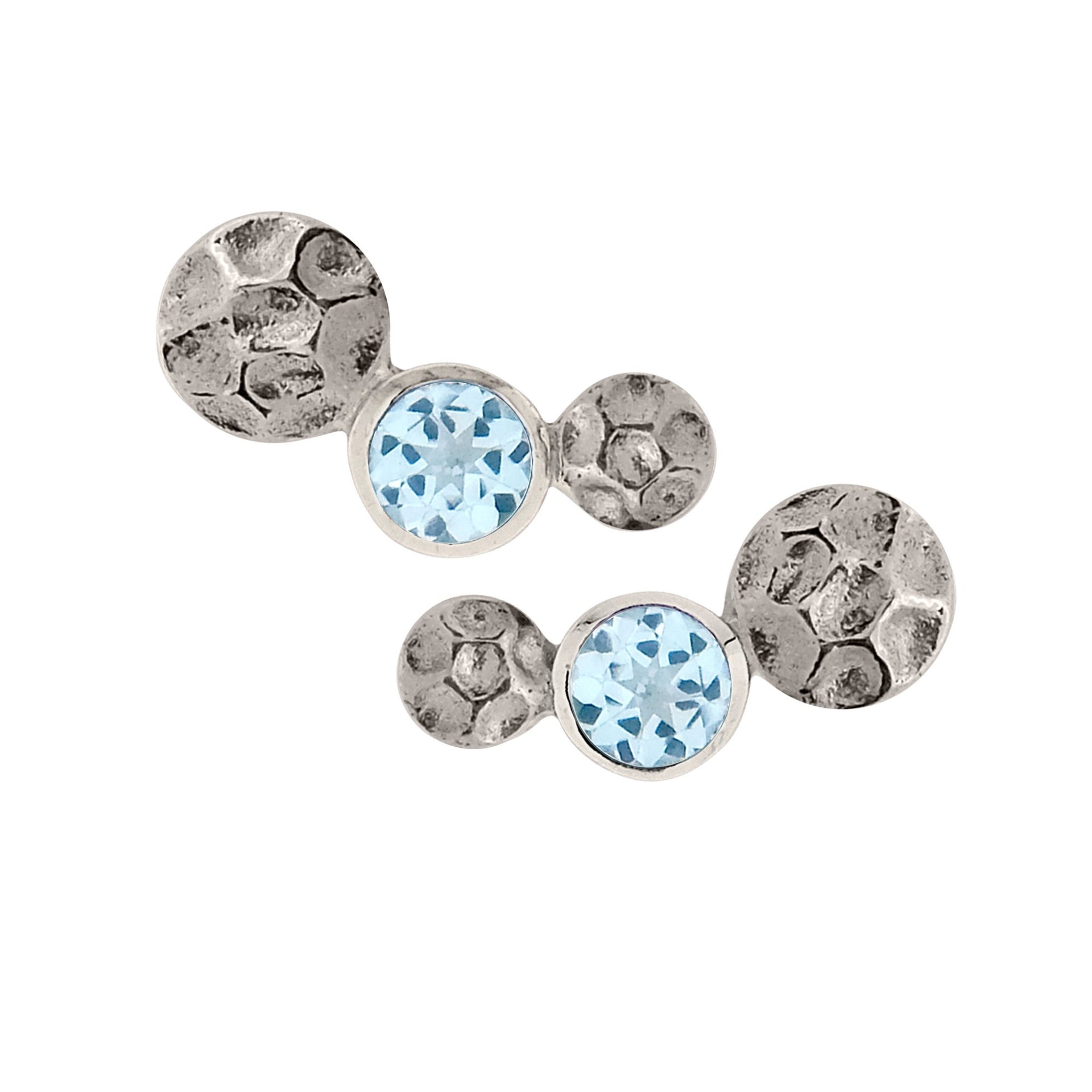 Lakshmi Silver Stud Earrings - Blue Topaz