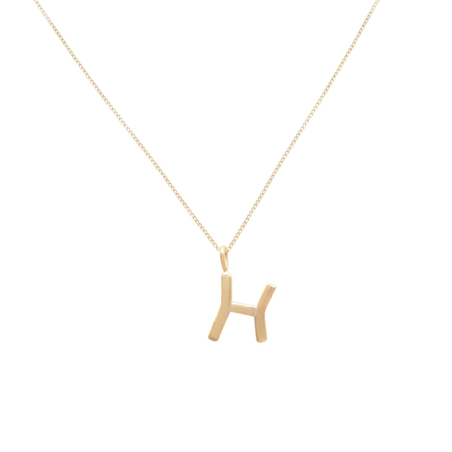 Solid Gold Letter H Pendant Necklace