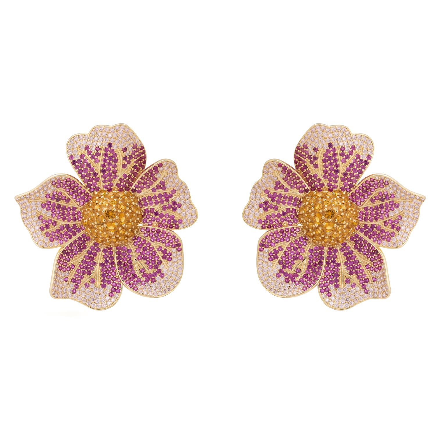 Pansy Pink Earring Gold