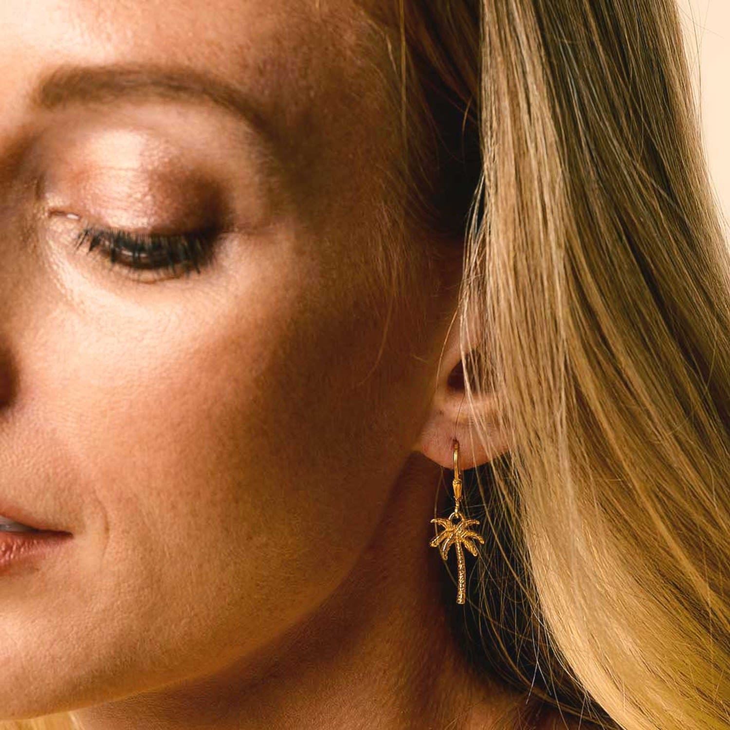 Oasis Palm Gold Drop Earrings
