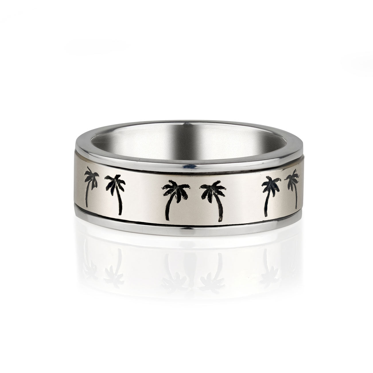 Oasis Palm Silver Spinning Ring