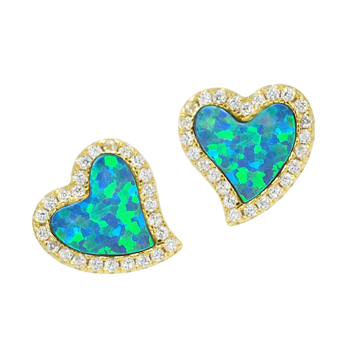 Amore Heart Stud Earrings - Blue