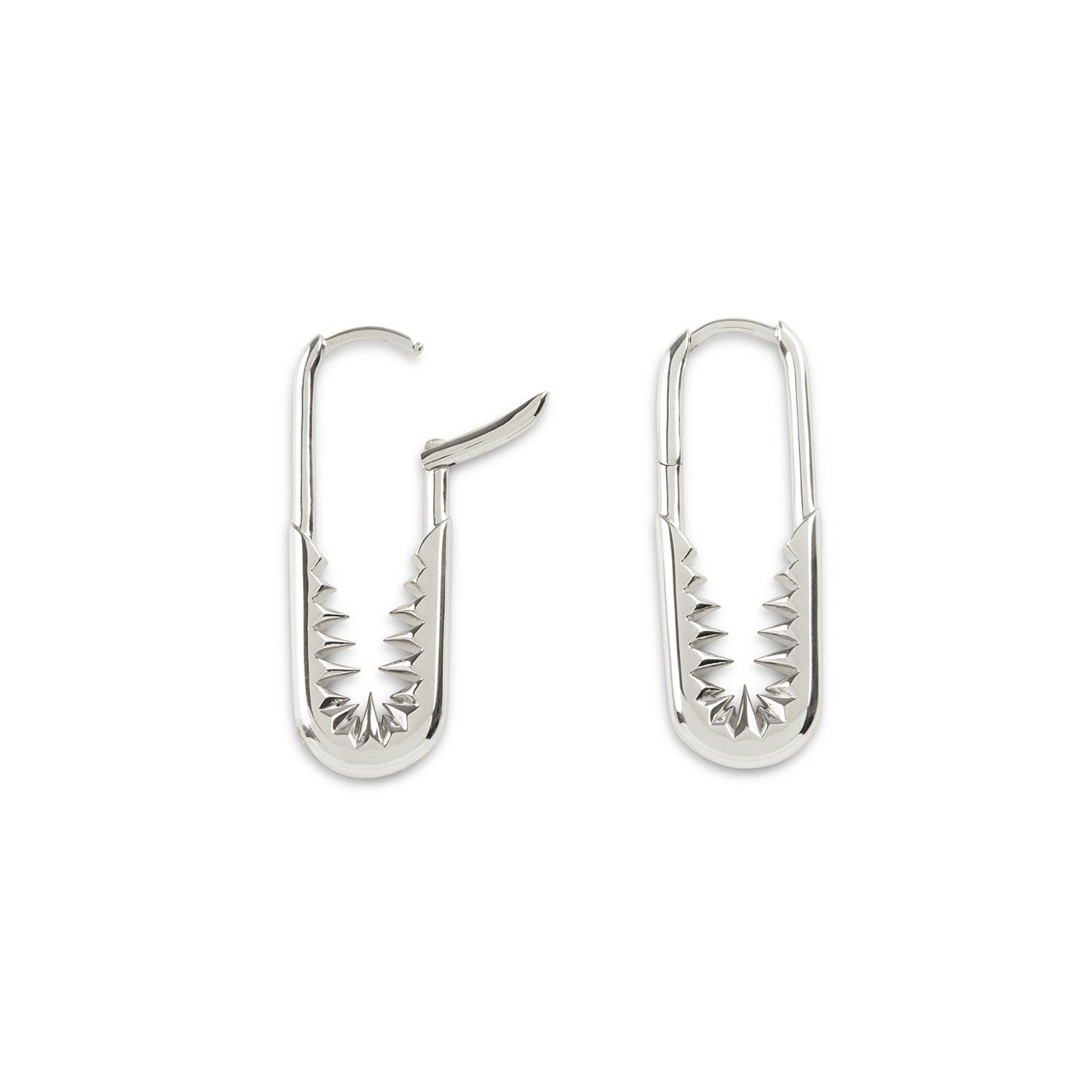 Safety Pin Hoop Earrings - Silver