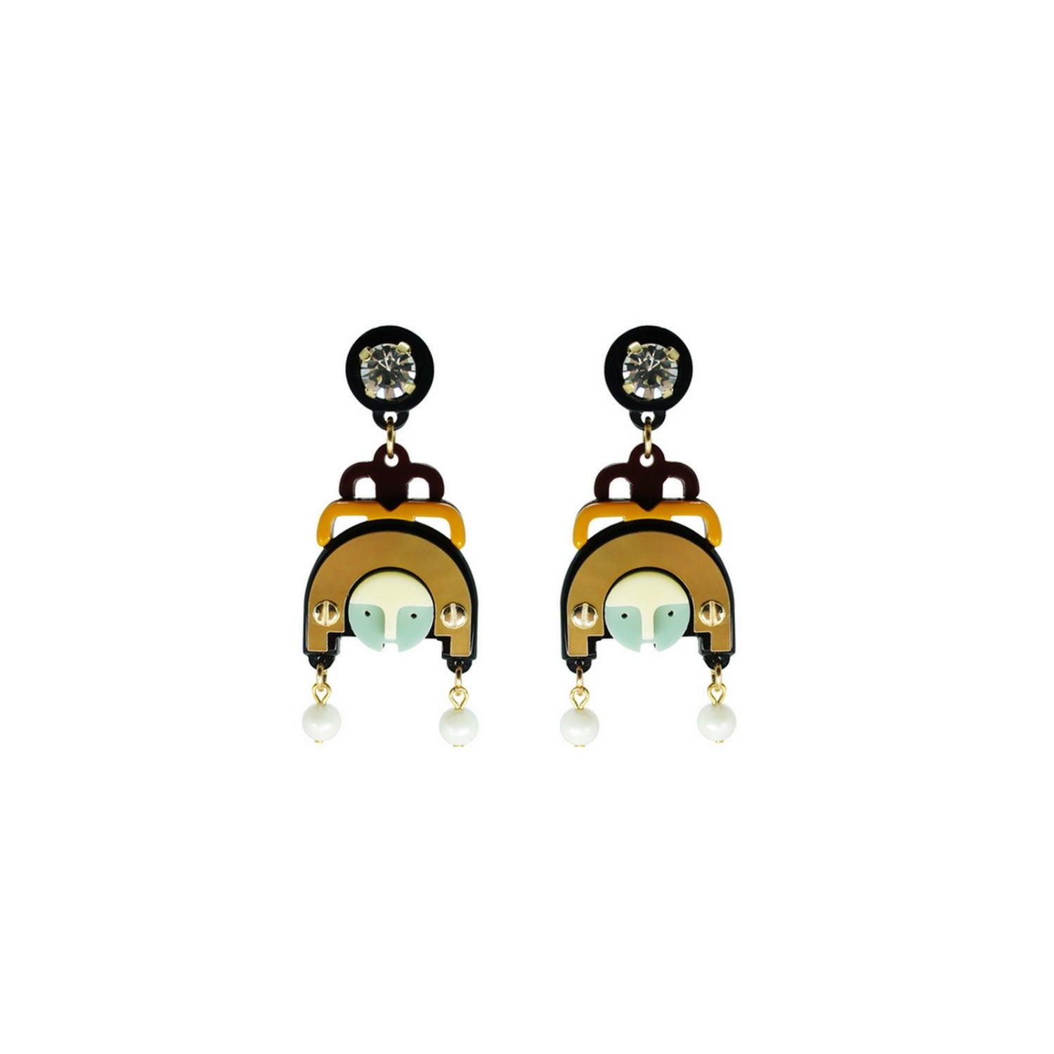 Acrylic Handmade Earring Ixchel - Yellow & Orange