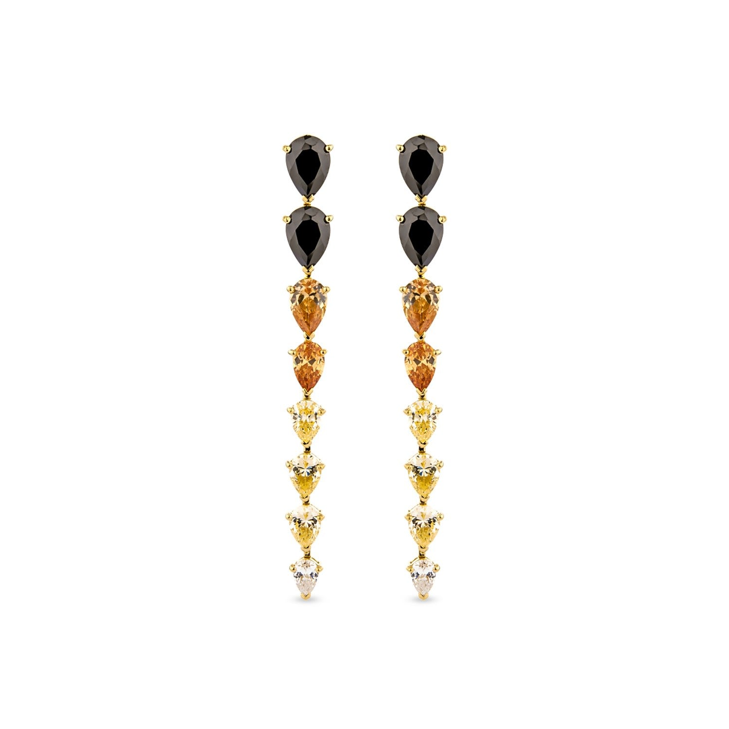Pure Drop Earrings With Man Made Mix Cz Diamond Stimulant In Sterling Silver & 18K Gold Vermeil