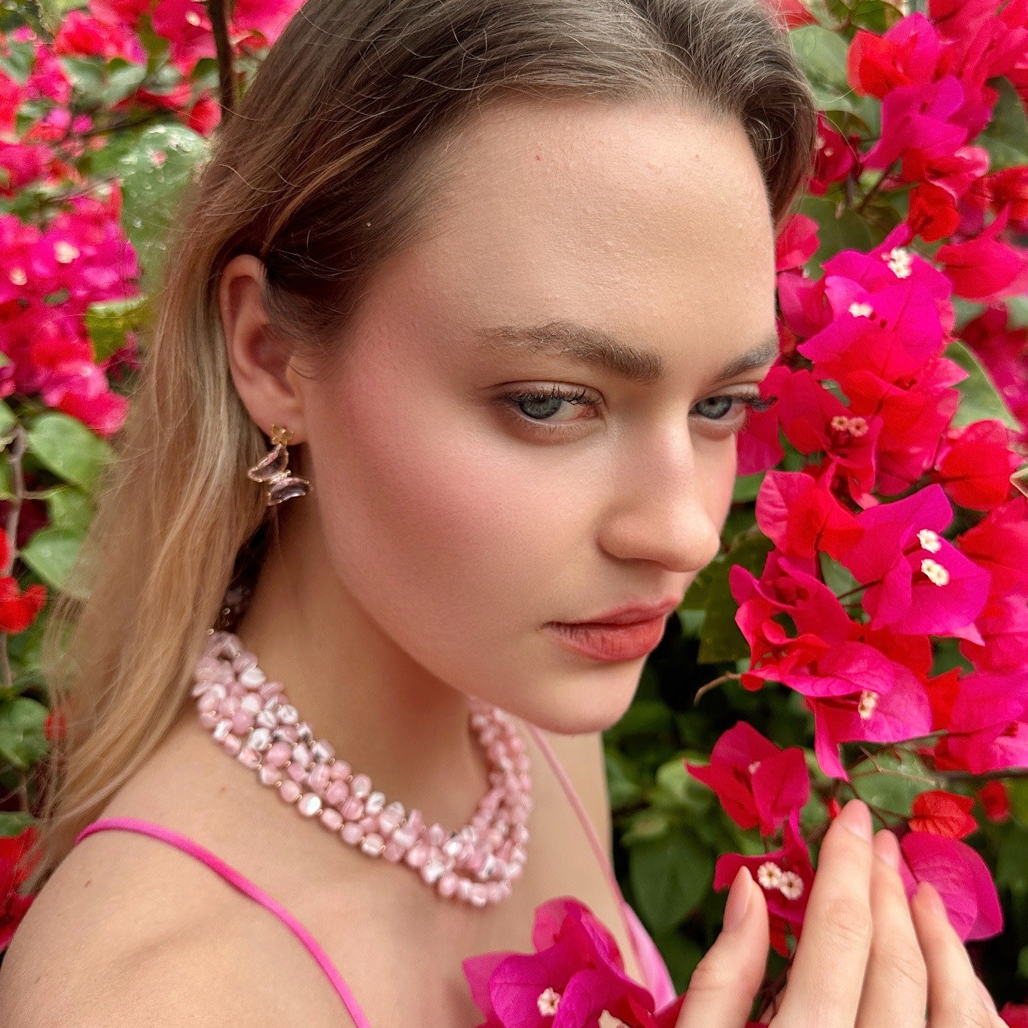 Ocean's Beauty Multi-Layered Pink Shells Necklace