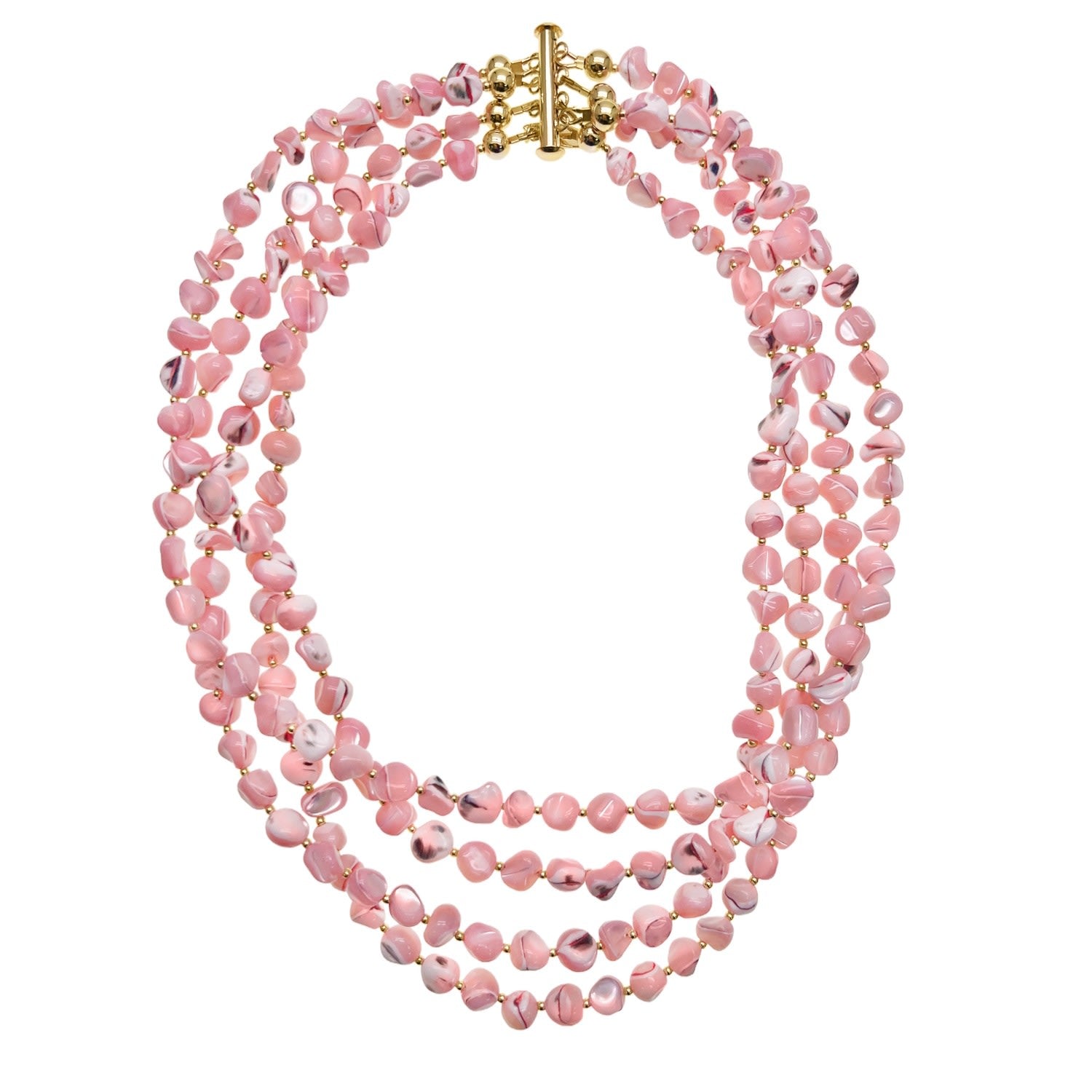 Ocean's Beauty Multi-Layered Pink Shells Necklace