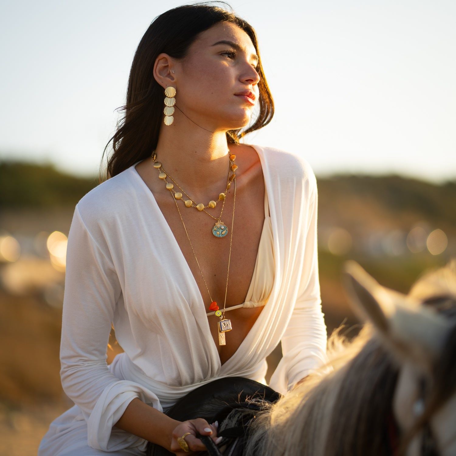 Sun Kissed Seashell Energy Necklace - Gold