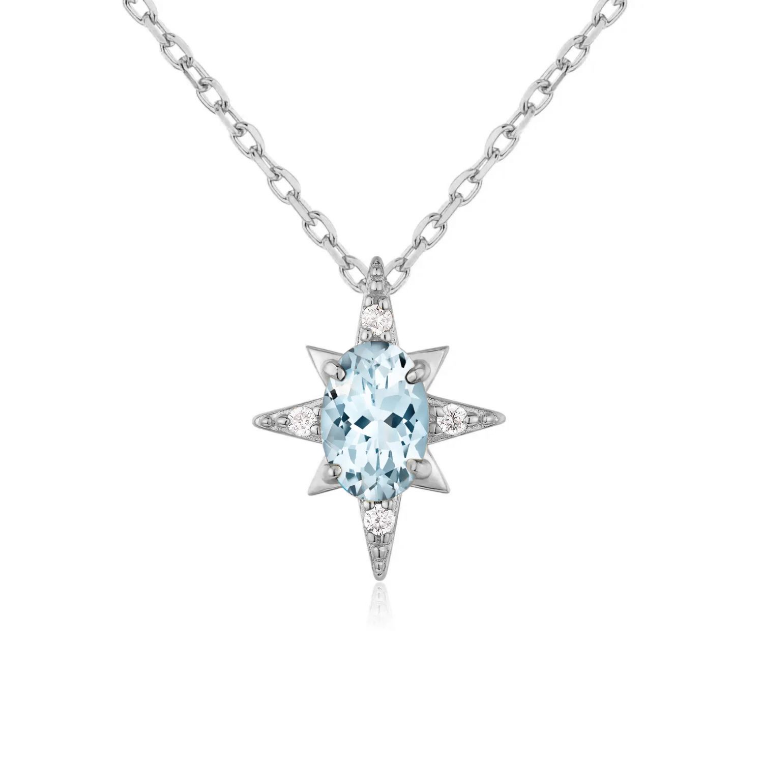 Ocean Star Sky Blue Topaz Necklace White Gold Vermeil