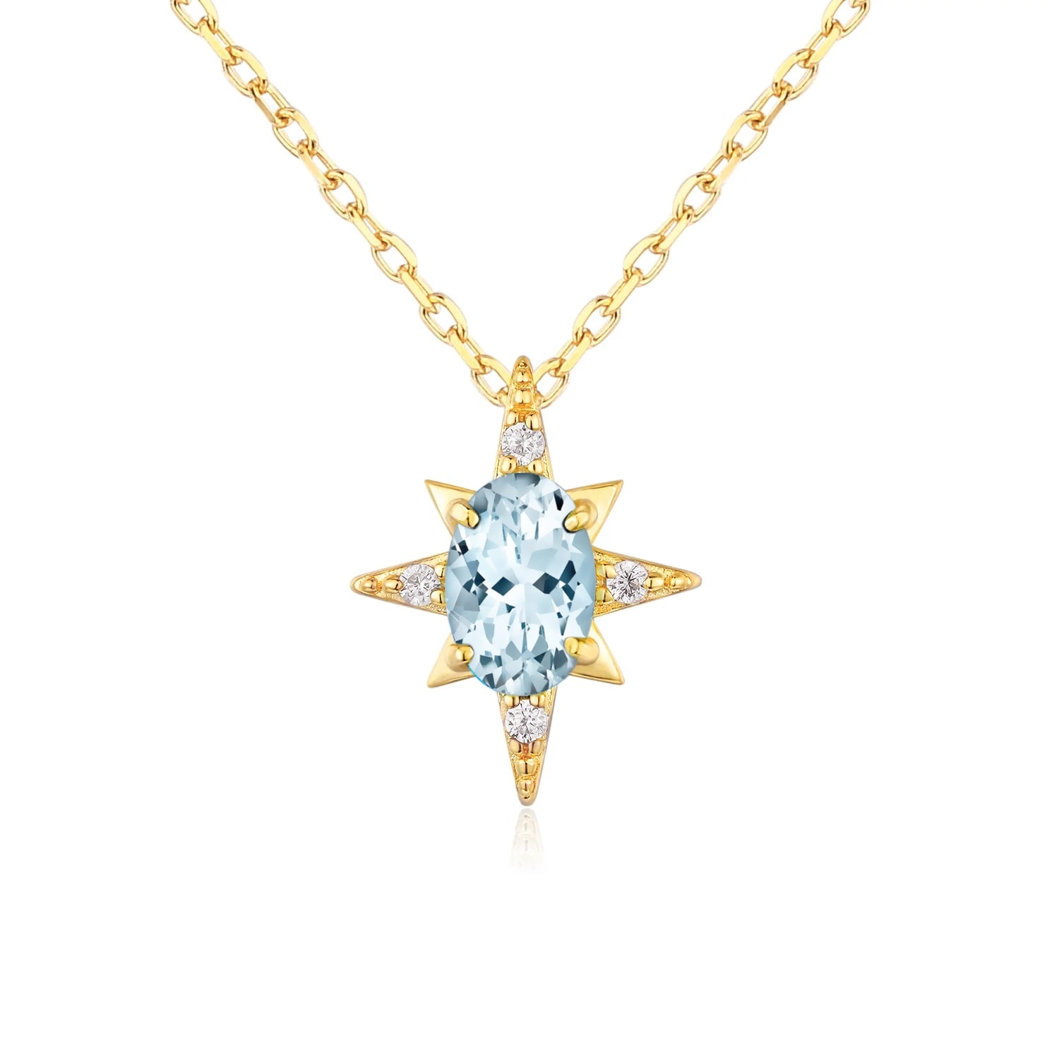 Ocean Star Sky Blue Topaz Yellow Gold Vermeil Necklace