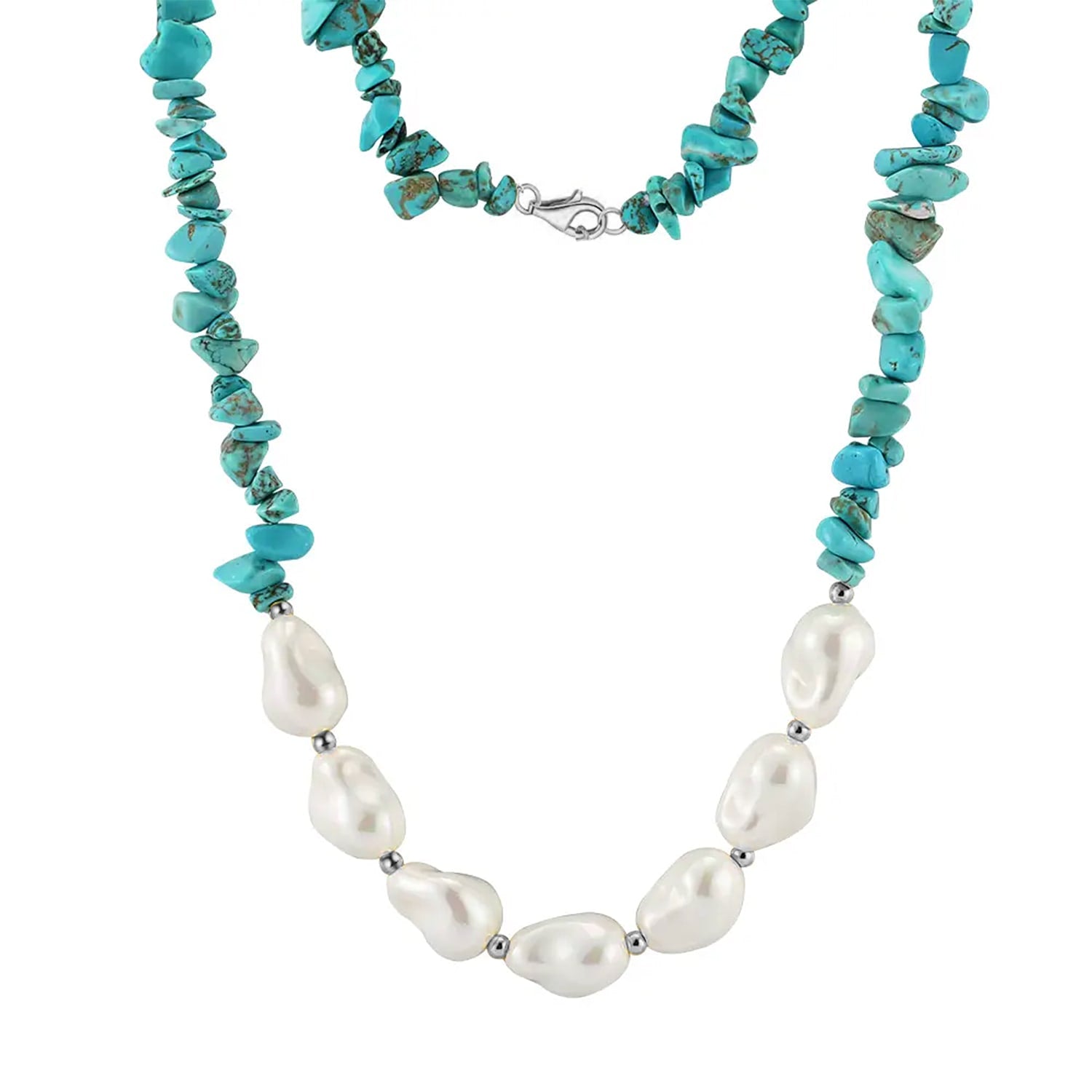 Oceana Turquoise & Pearl Beaded Necklace