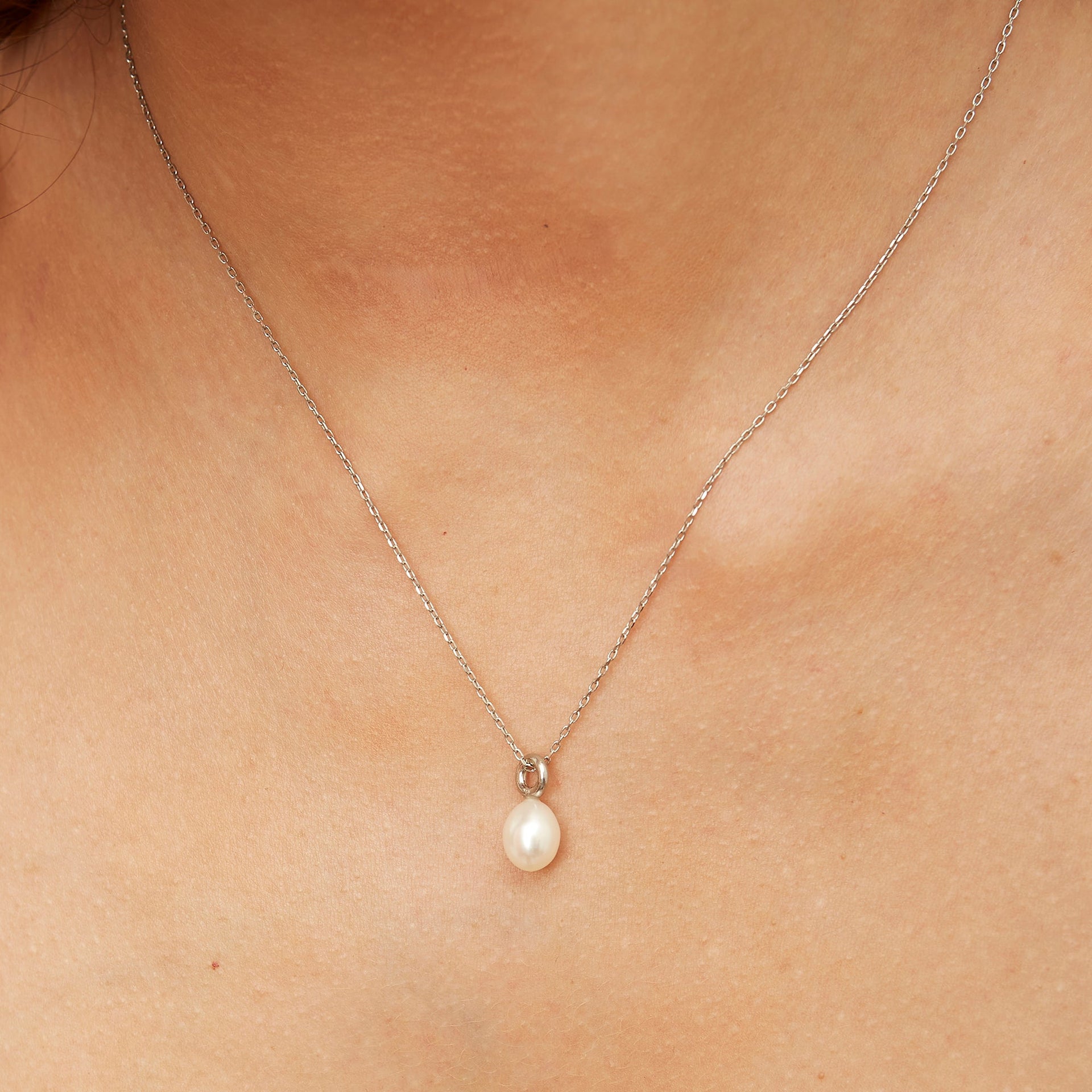 Treasures Baroque Seed Pearl Pendant Sterling Silver Necklace - Silver