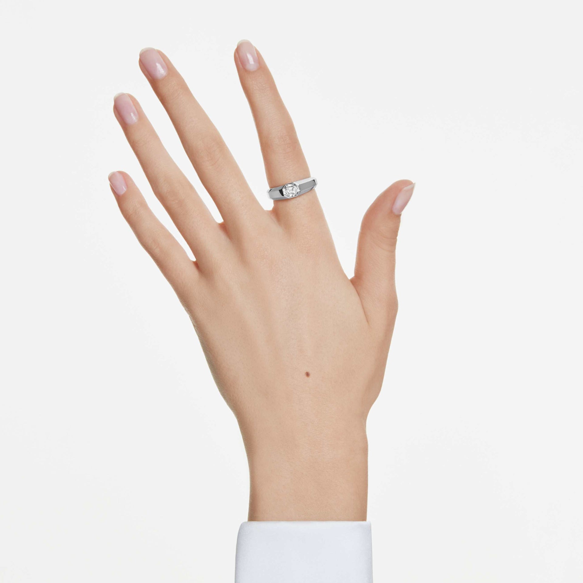 OCTAGON BAND RING LAB GROWN DIAMONDS 1 0 CT TW OCTAGON SHAPE 14K WHITE GOLD