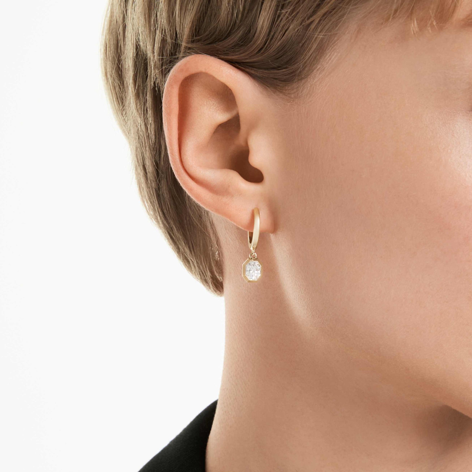 OCTAGON DROP EARRINGS LAB GROWN DIAMONDS 1 0 CT TW OCTAGON SHAPE 14K YELLOW GOLD