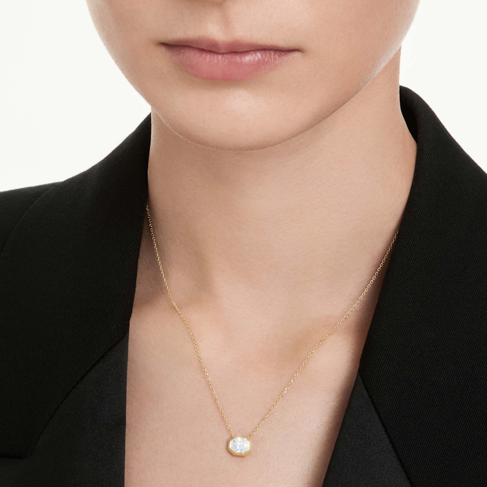 OCTAGON PENDANT LAB GROWN DIAMONDS 1 0 CT TW OCTAGON SHAPE 14K YELLOW GOLD