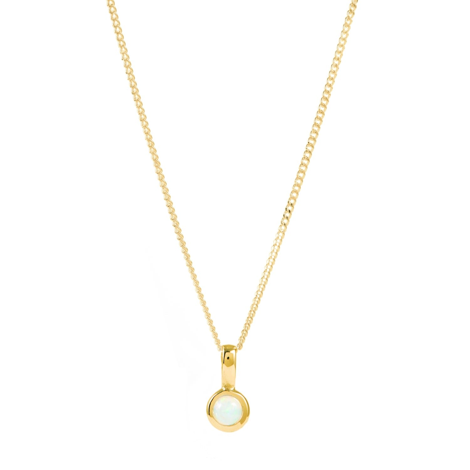 October Birthstone Charm Gold Necklace - Opal