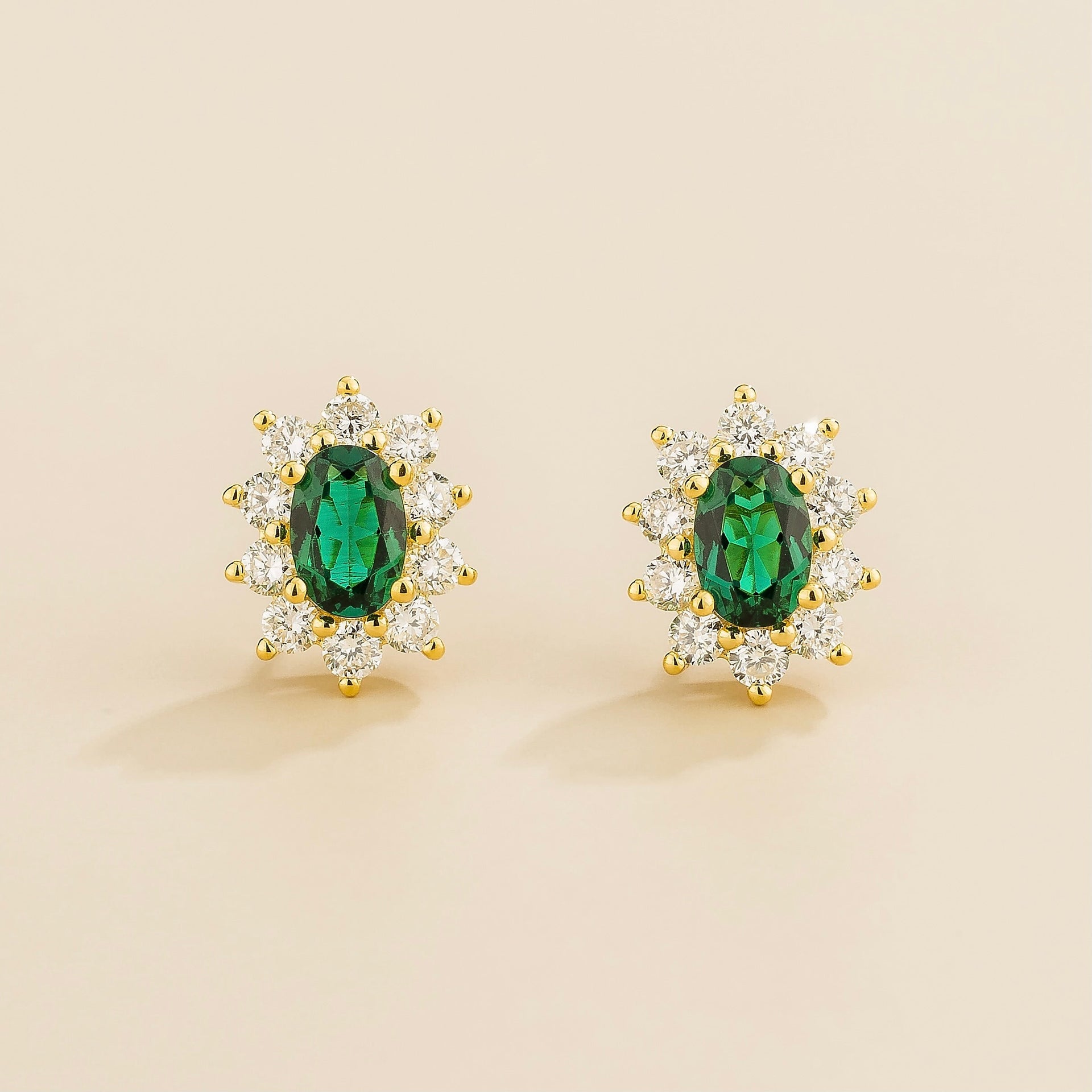 Oda Gold Earrings Emerald & Diamond
