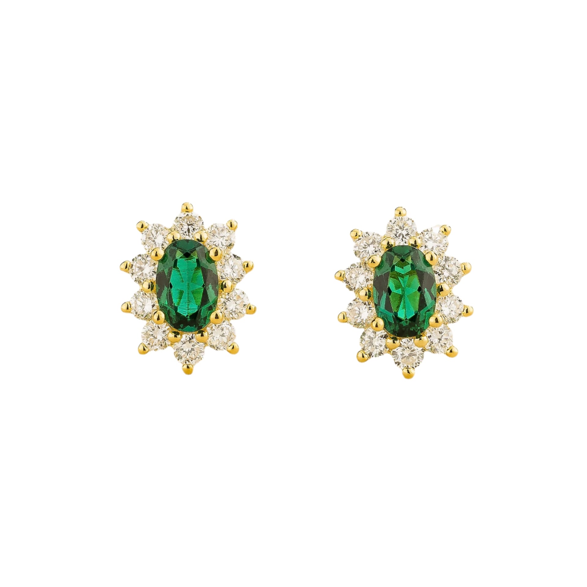 Oda Gold Earrings Emerald & Diamond