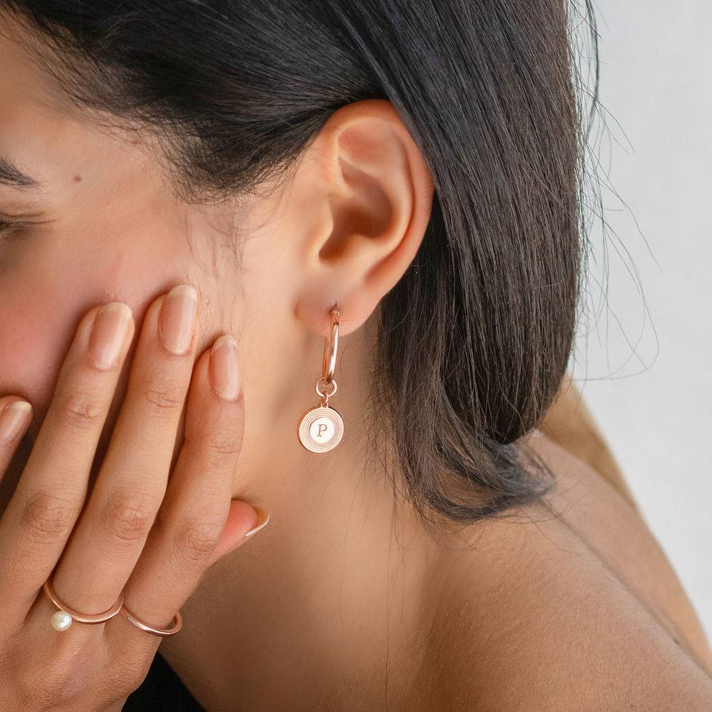 Odeion Initial Earrings in 18K Rose Gold Plating