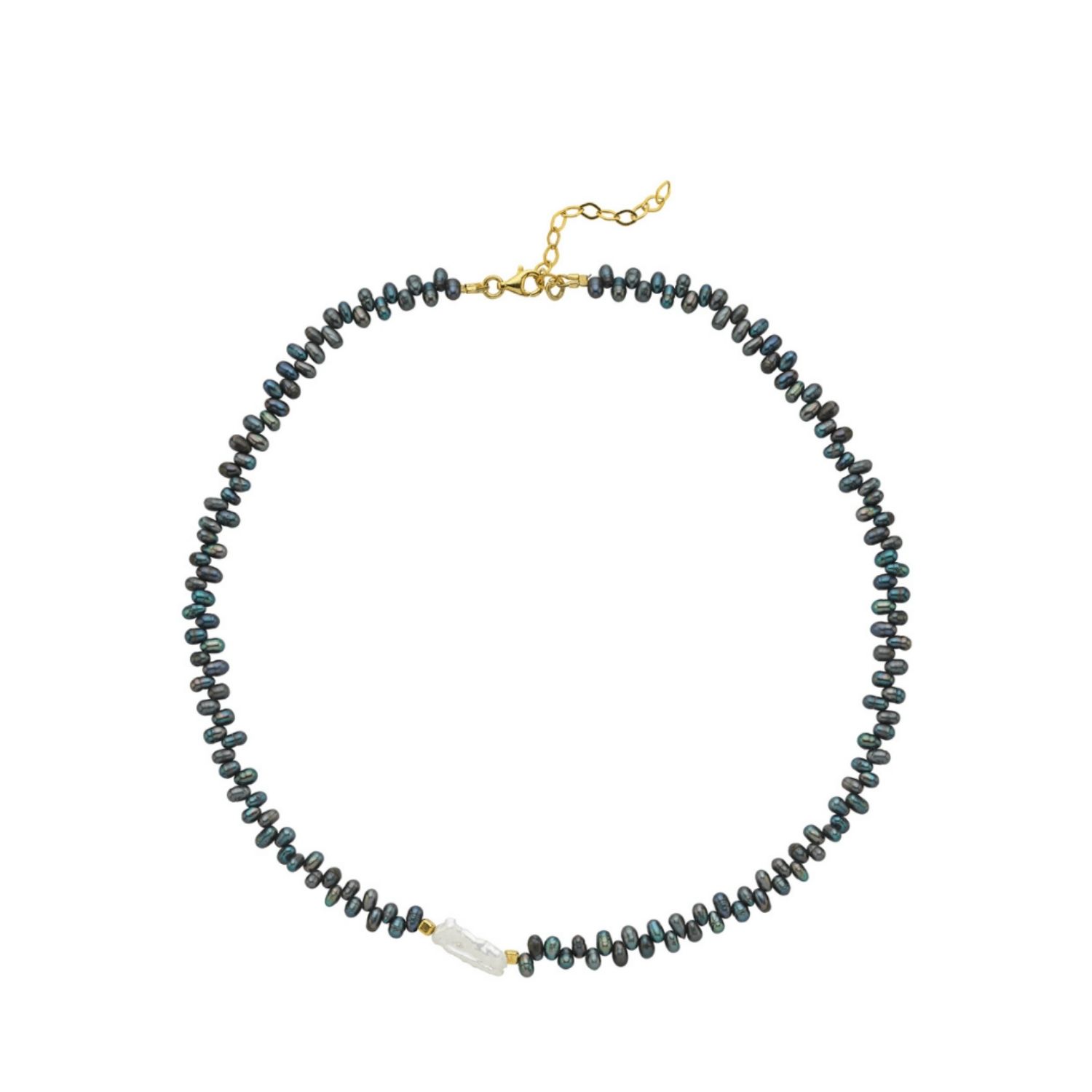 Oden Asymmetric Black Baroque Pearl Necklace