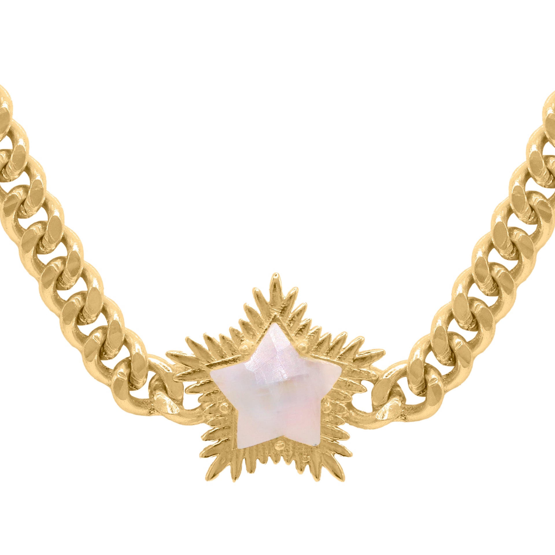 Odette Moonstone Spiky Star Choker Necklace | Gold Plated