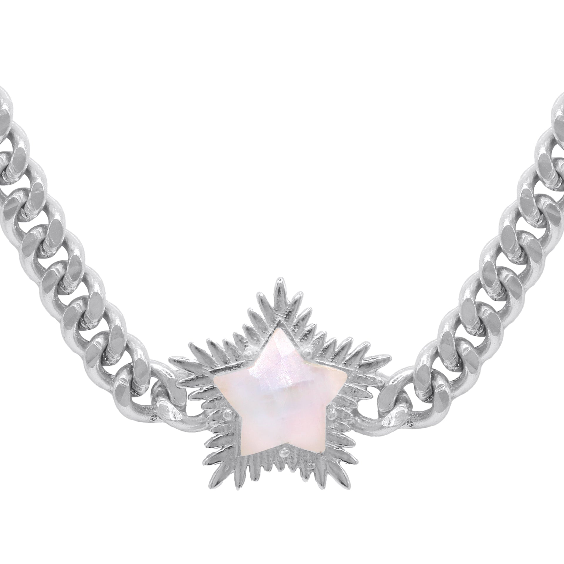 Odette Moonstone Spiky Star Choker Necklace | Sterling Silver