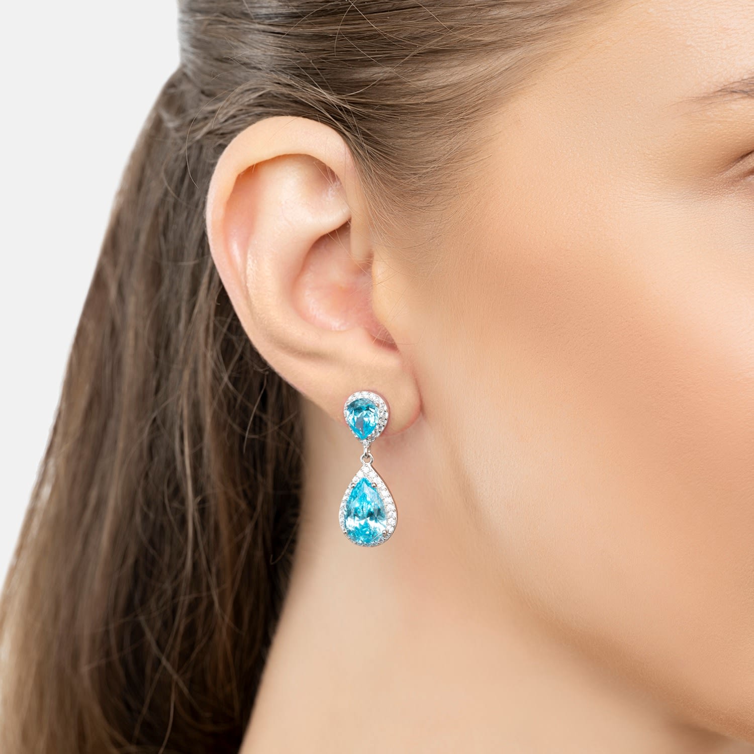 Odette Teardrop Blue Topaz Earrings Silver