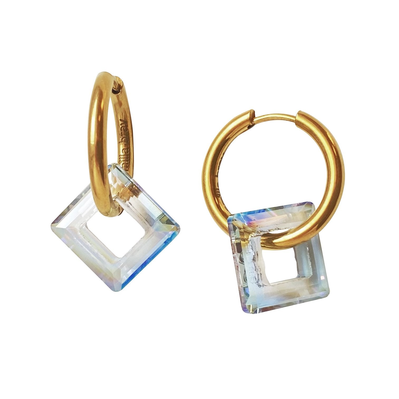 Rectangle Crystal Hoop Earrings Marlene