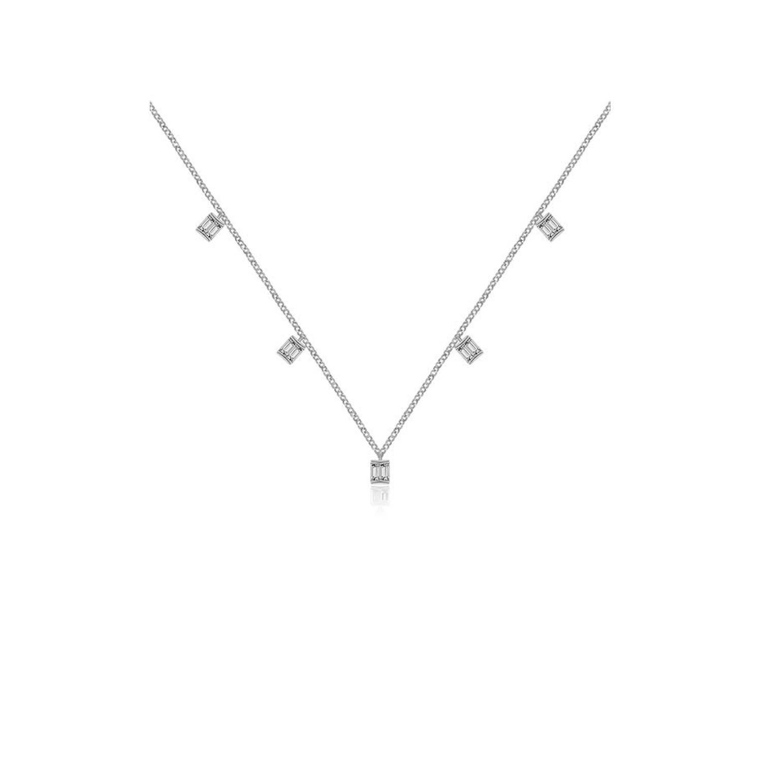 18K White Gold Square Shape Diamond Necklace / Choker