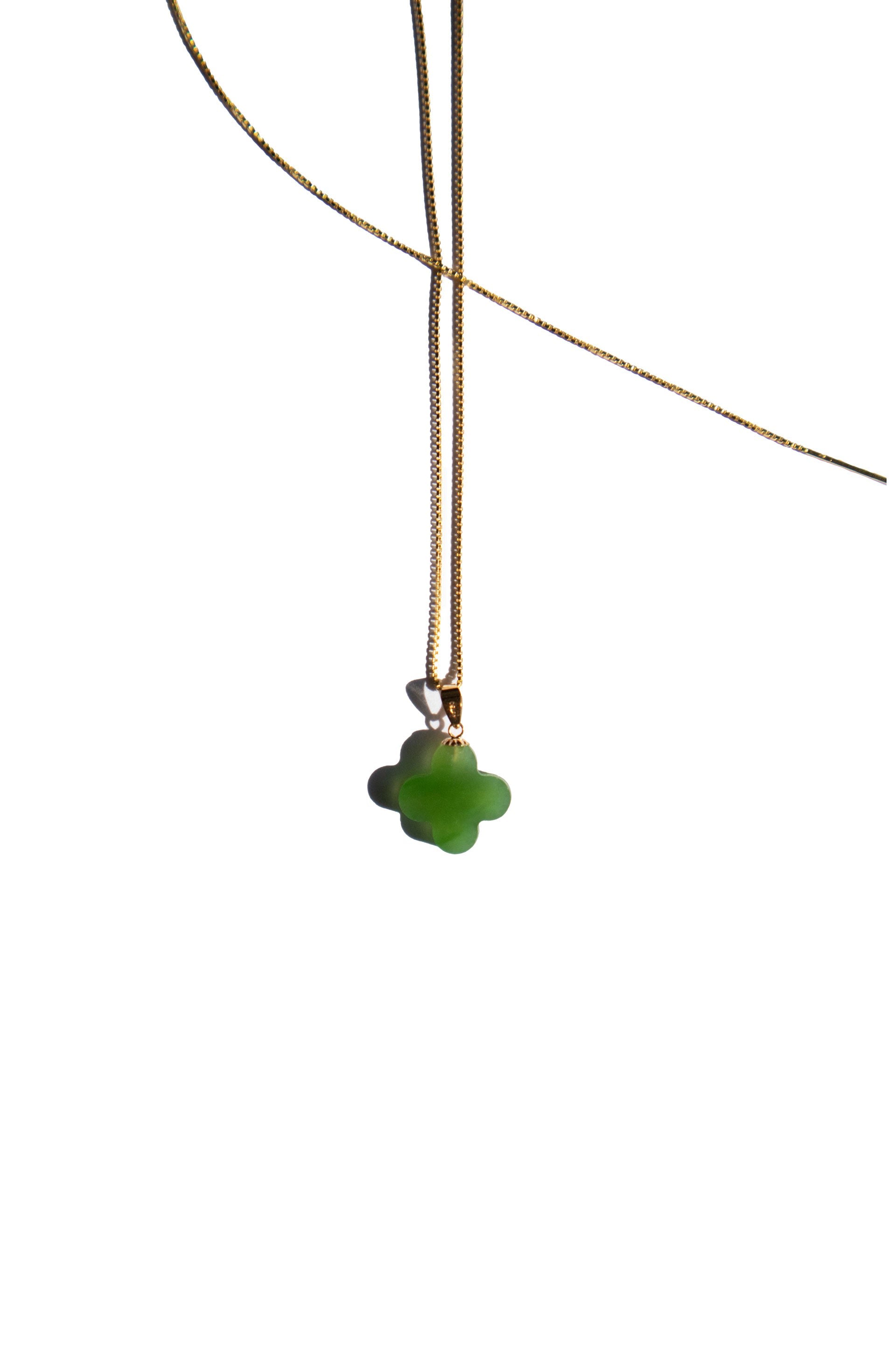 Clover Green Jade Pendant Necklace