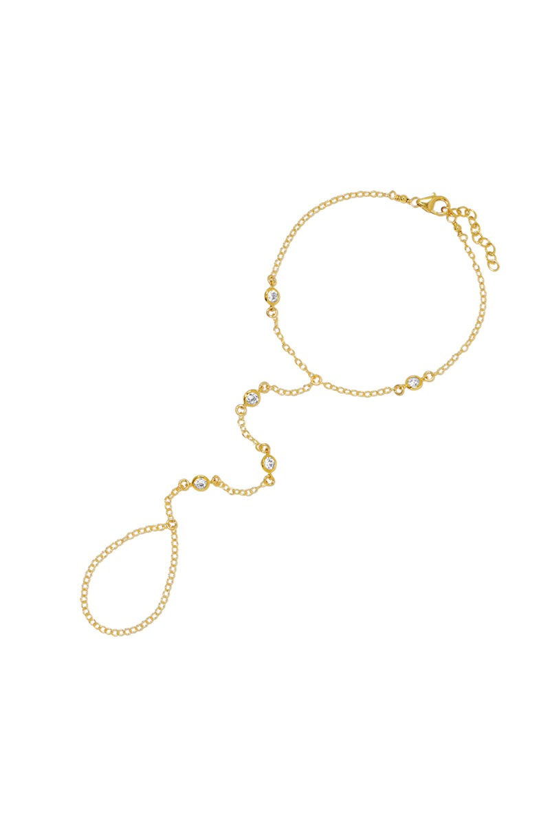 Ariella Cz Gemstone Gold Hand Chain