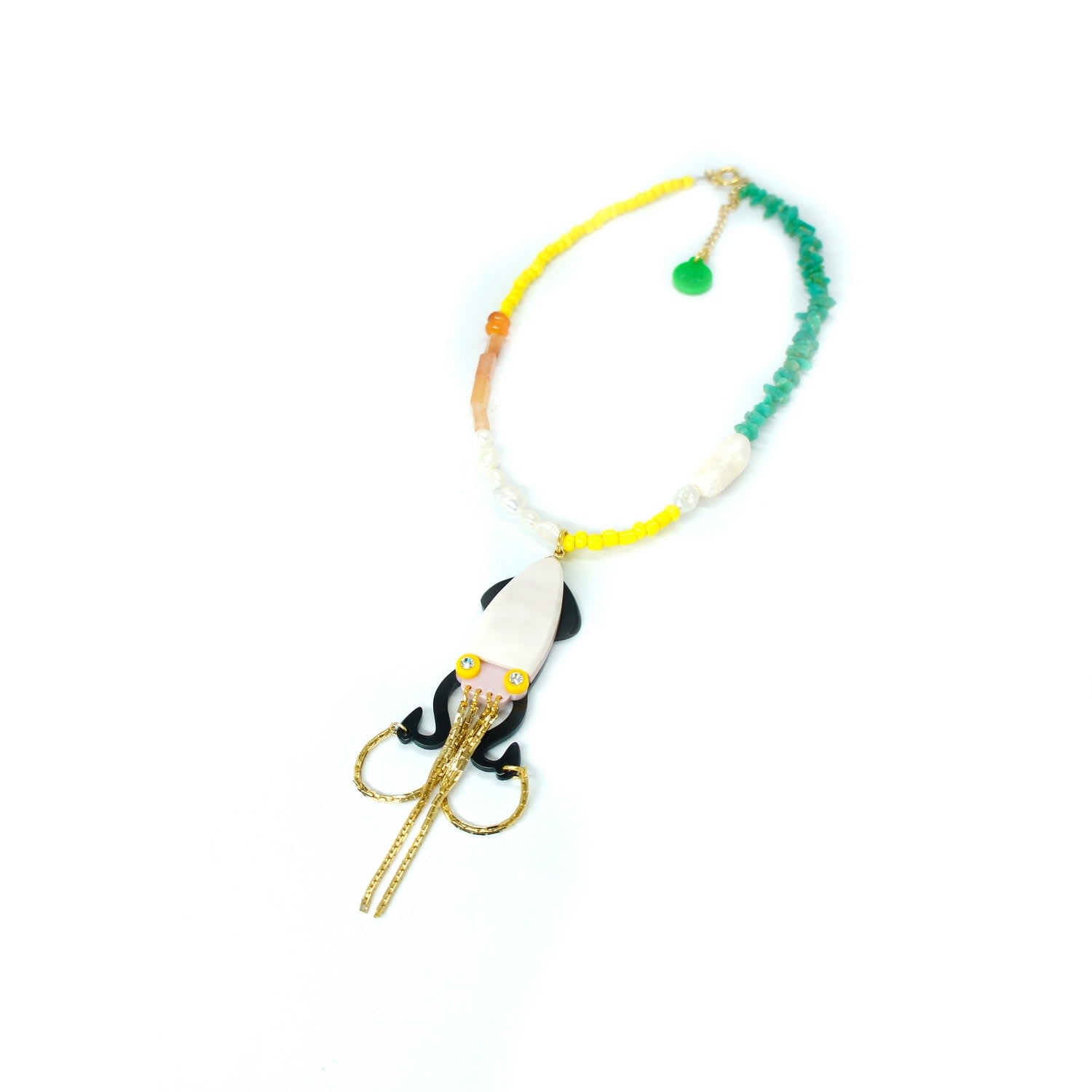 Handmade Necklace Beads And Pendant Octopus Black