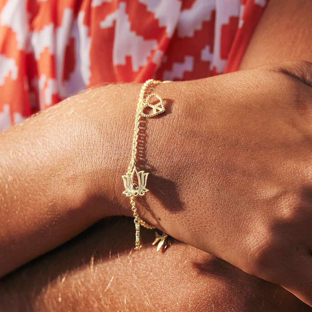 Peace, Love And Freedom Gold Vermeil Bracelet