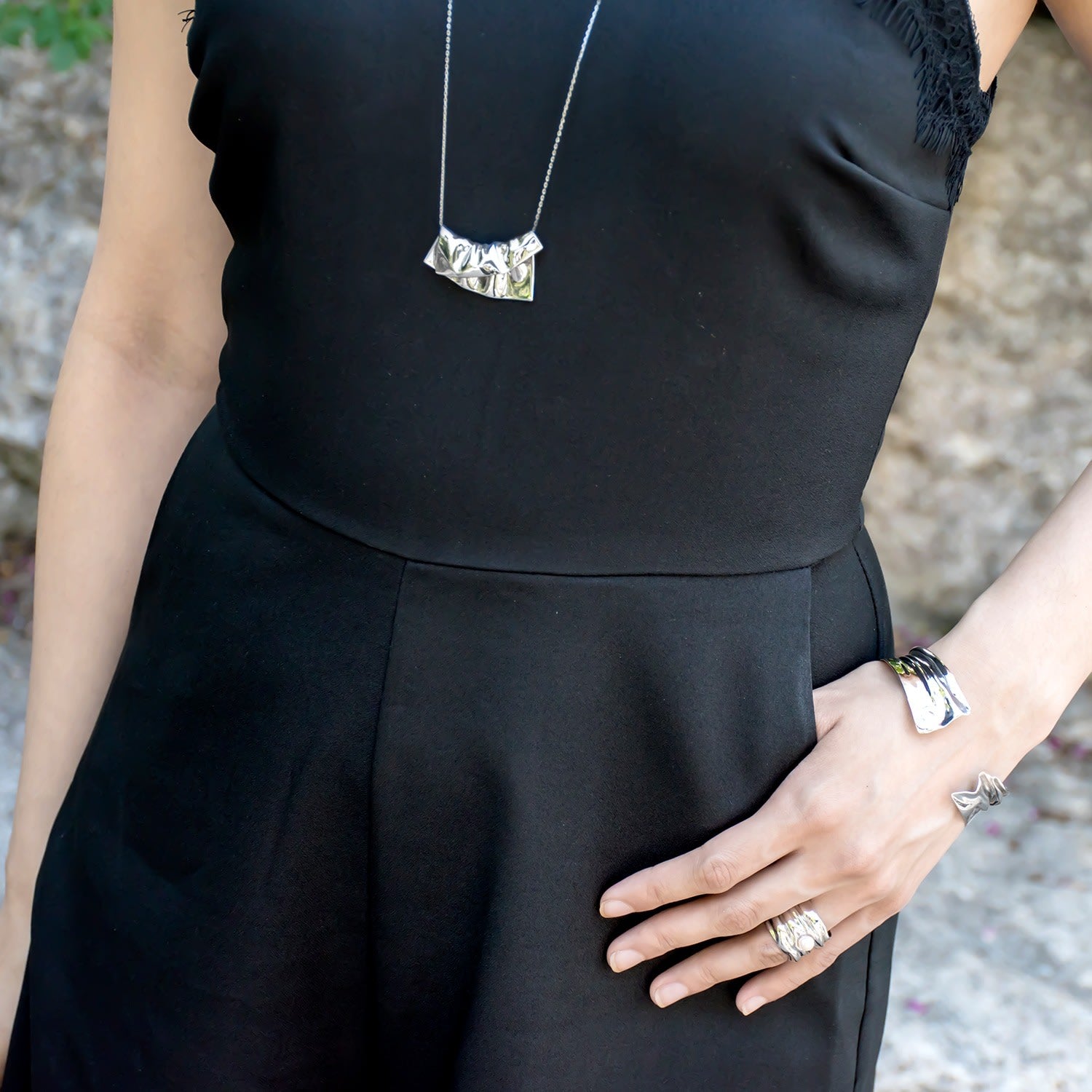 Plié Pendant Draped Square Medium