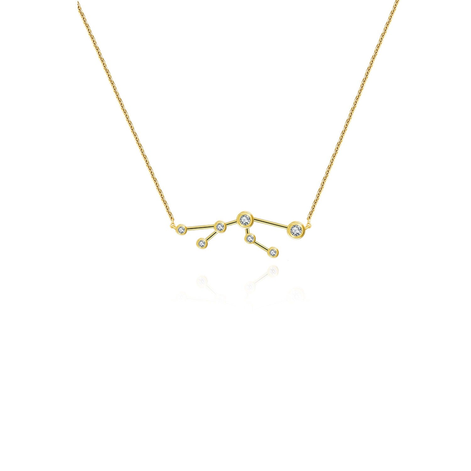 Taurus Zodiac Constellation Necklace 18K Yellow Gold & Diamond