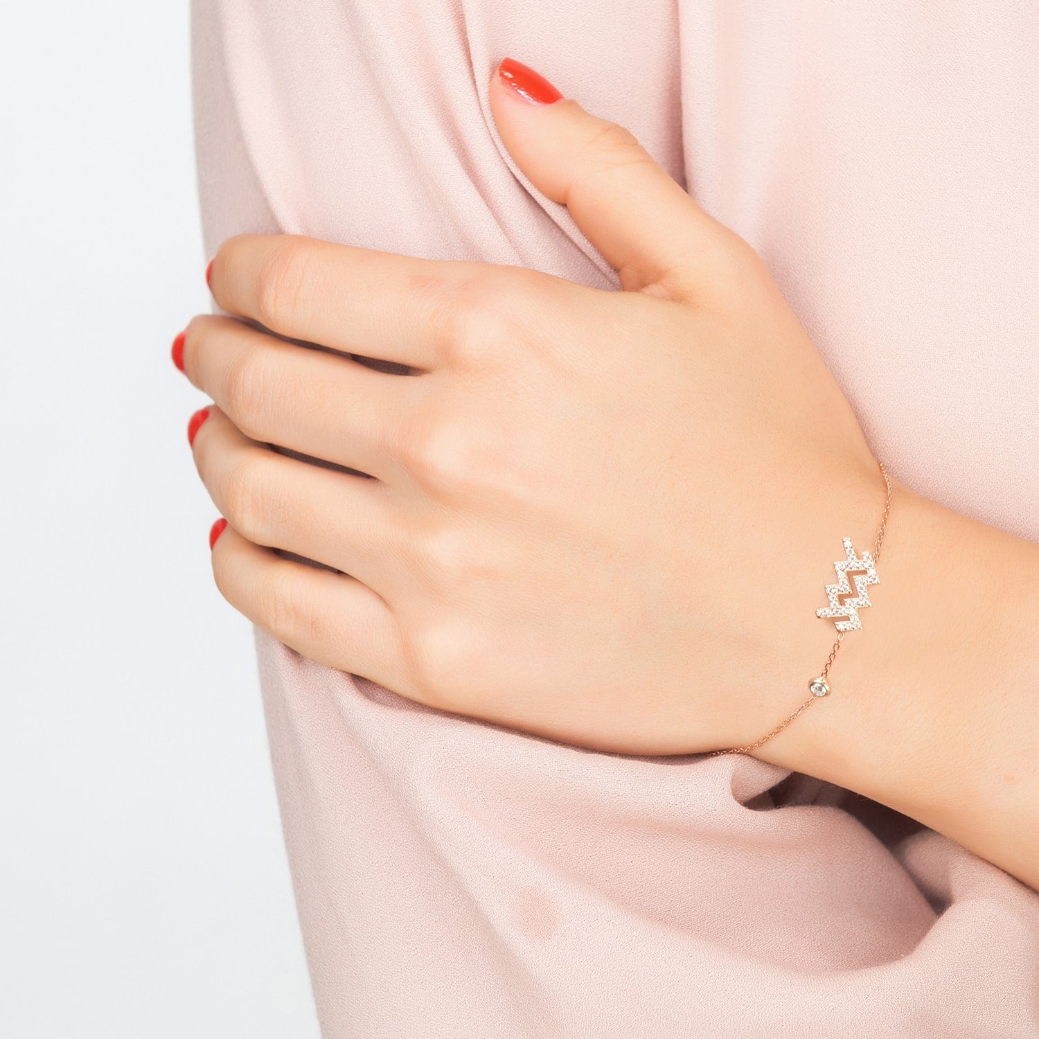 Zodiac Horoscope Star Sign Bracelet Aquarius Rosegold