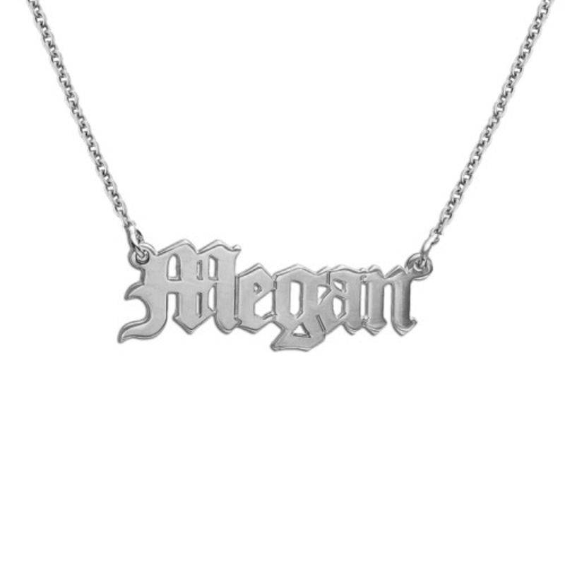 Sterling Silver Old English Style Gothic Name Necklace