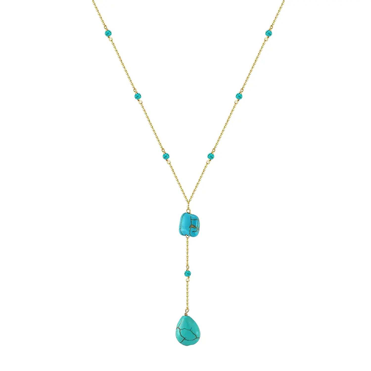 Olyssa Turquoise Gold Droplet Necklace