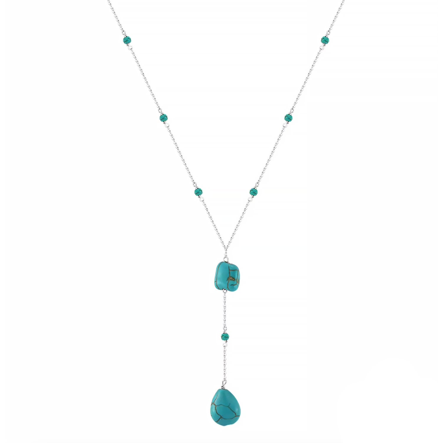 Olyssa Turquoise Silver Droplet Necklace