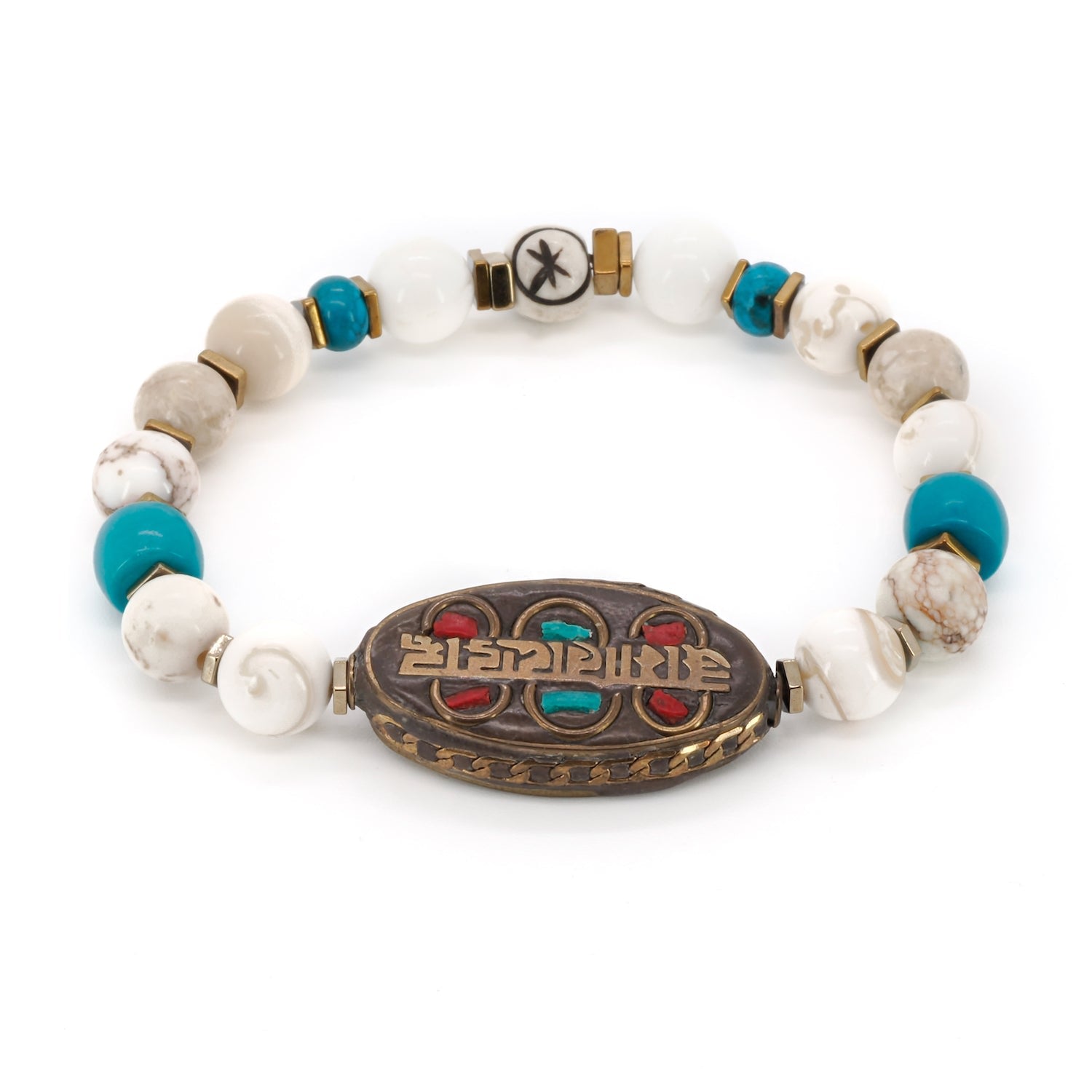 Om Mani Padme Hum Nepal Bracelet - White