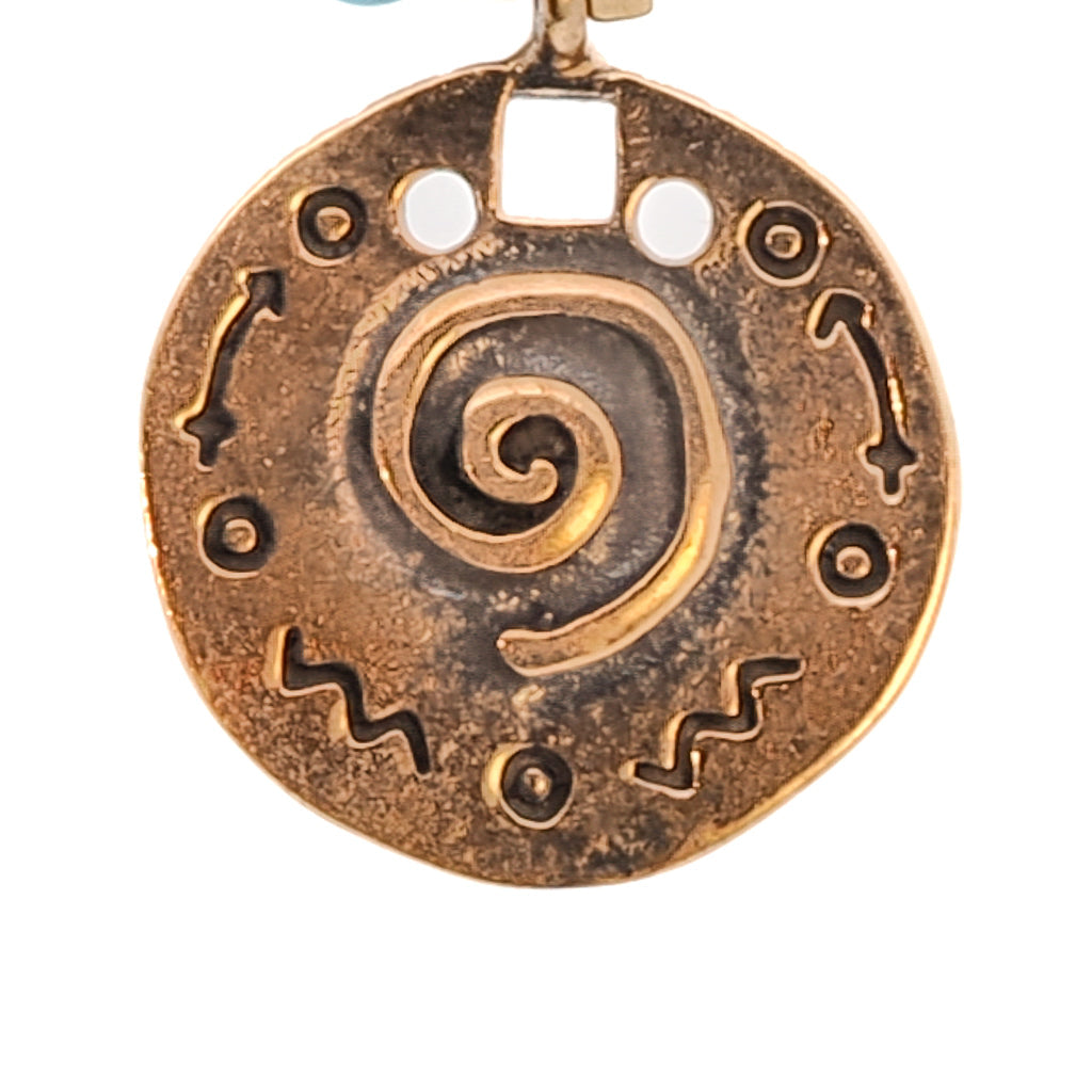 Om & Spiral Charm Turquoise Beaded Choker Necklace - Turquoise