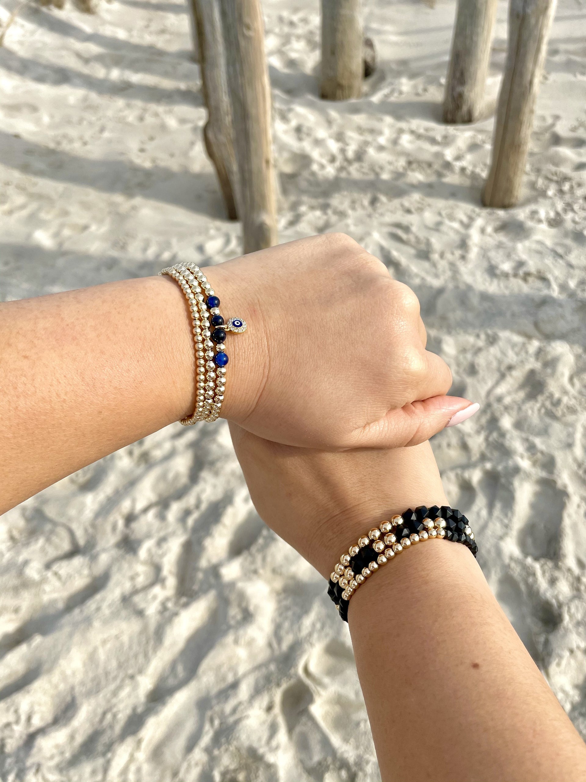 Black Matte Onyx Power Gem Gold Bubble Bracelet