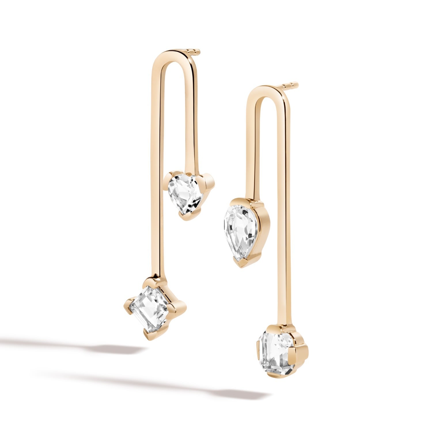 On My Way To Wonderland Earrings - 18K Gold Vermeil Stud & Drop Earrings With White Topaz Gemstones