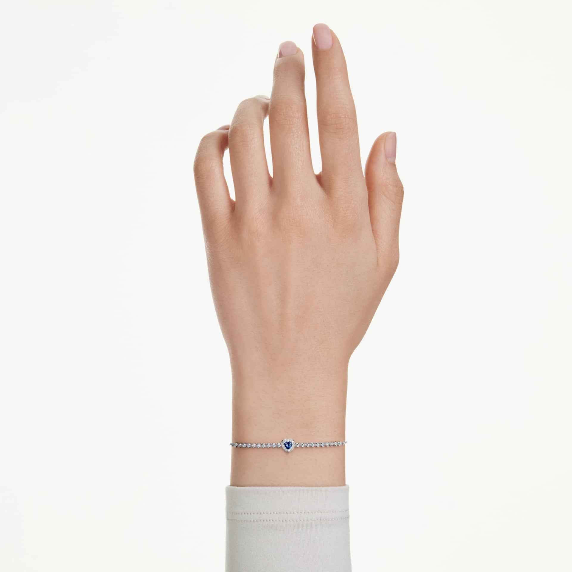 ONE BRACELET MIXED CUTS HEART BLUE RHODIUM PLATED