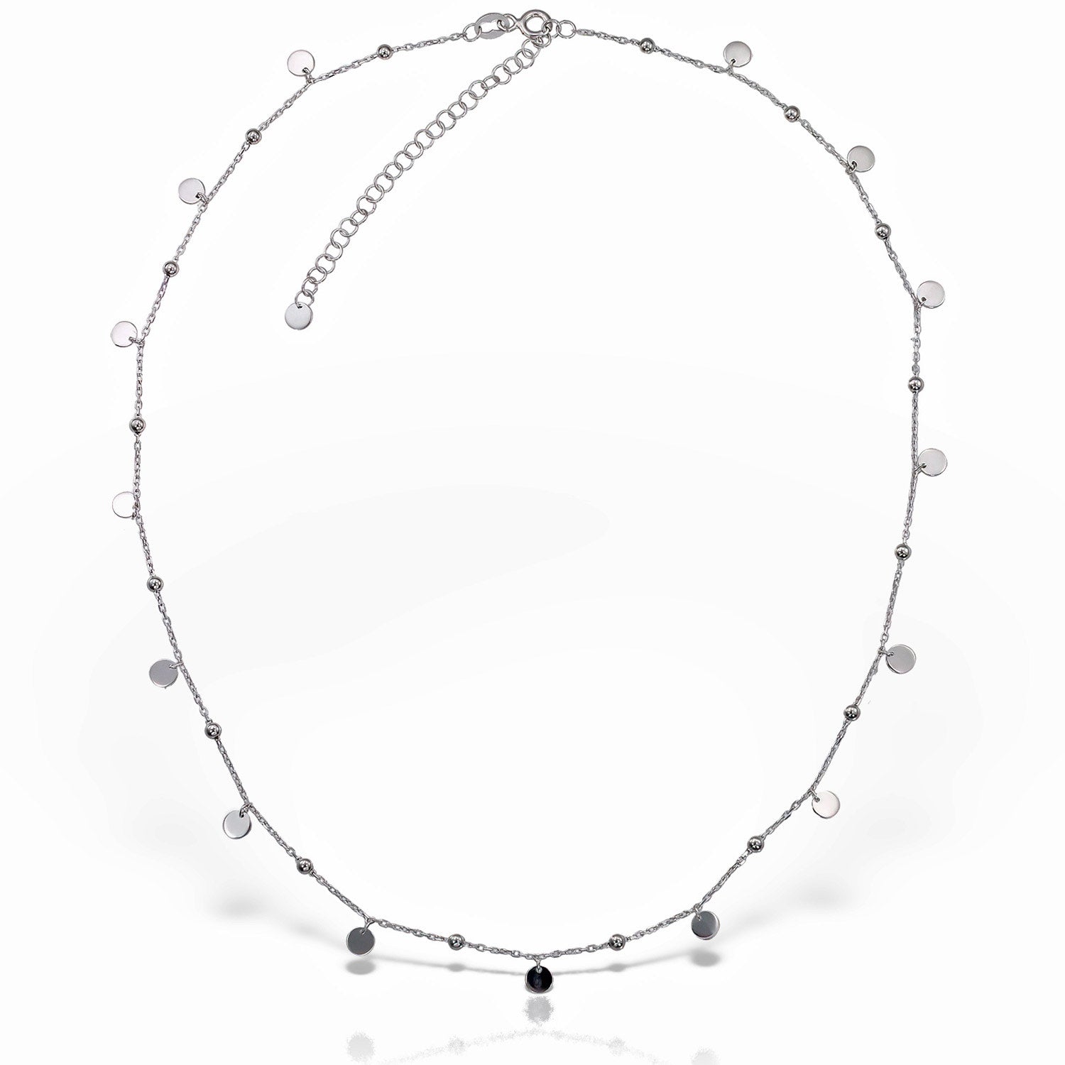One By One Discs Charm Choker, Sterling Silver