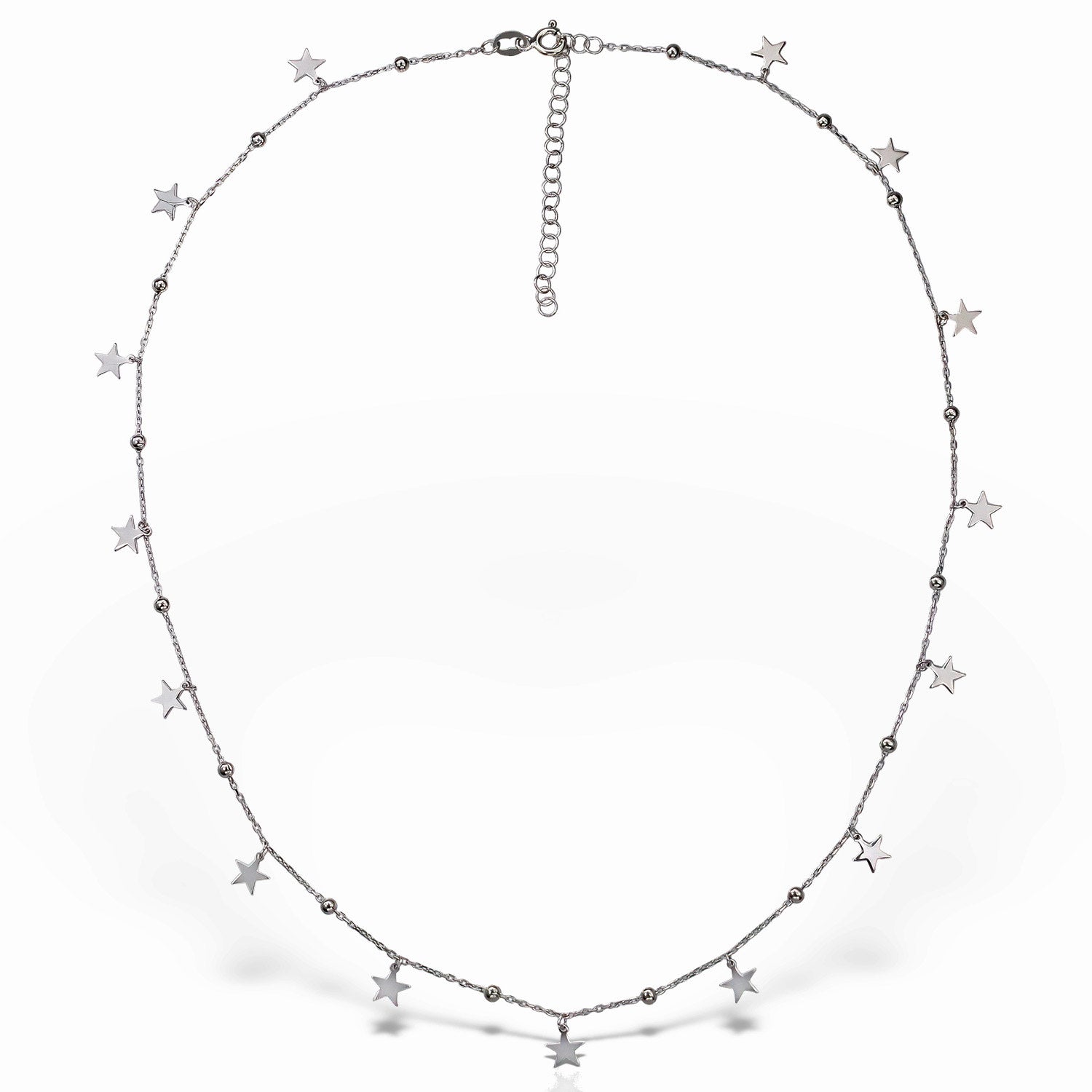 One By One Stars Charm Choker, Sterling Silver