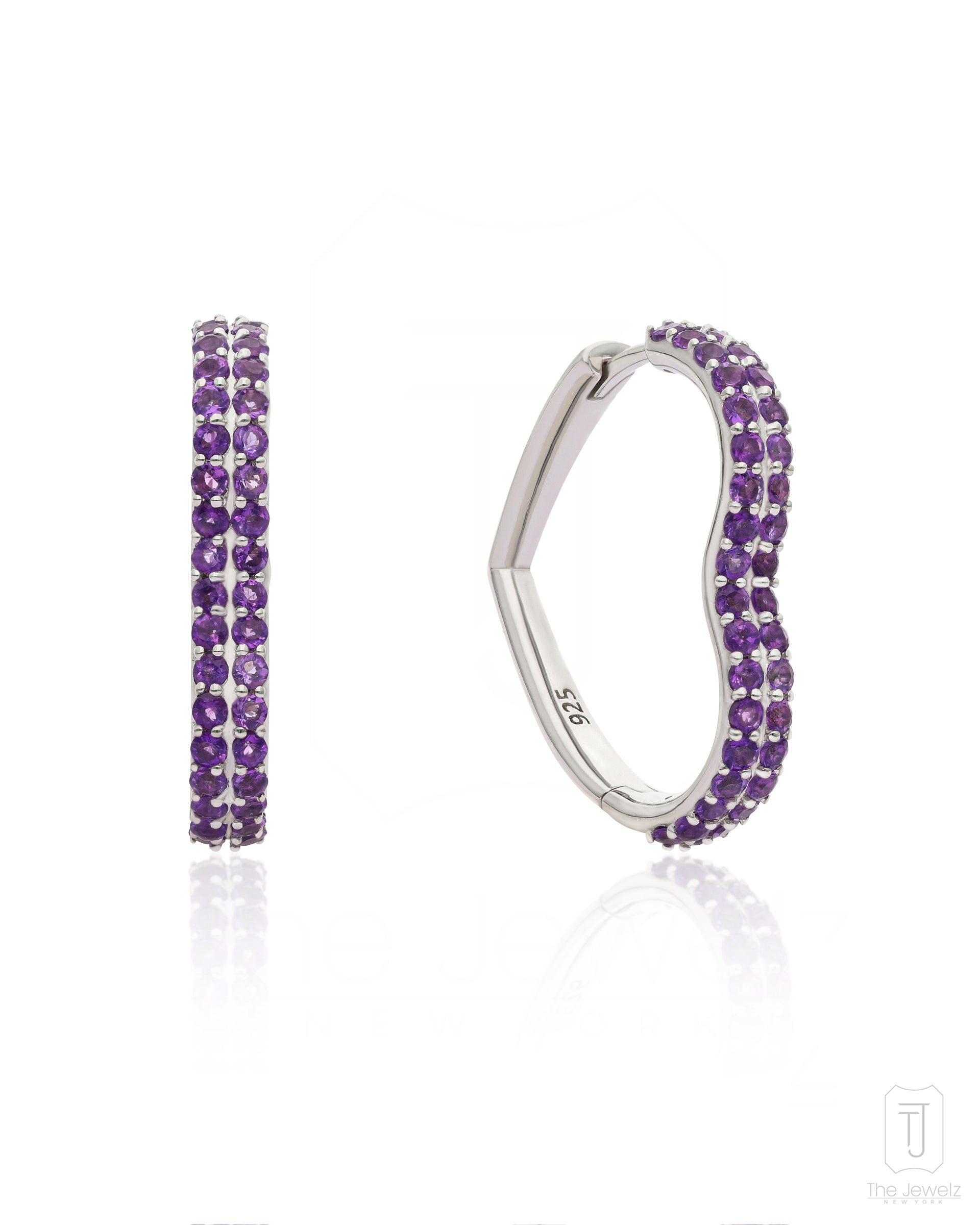 Amethyst One Love Silver Huggies